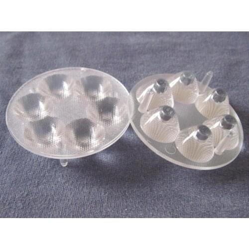 #EIXW-50 High quality LED Optical Lens 6P, PMMA materials, Lens size: 50X12.5mm, 15 degree, Bead surface, With base feet