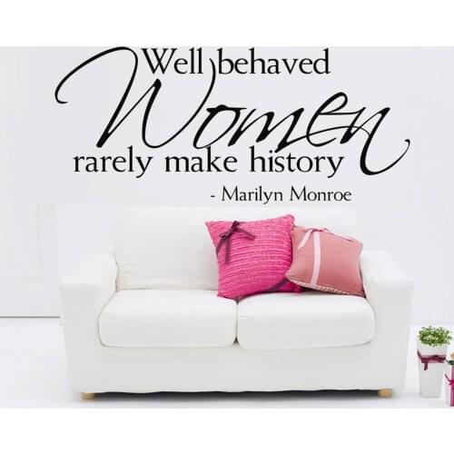 Well behaved women rarely make history marilyn monroe quotes wall stickers for living room diy home decoration decals diy art