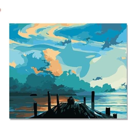 Landscape art, Lenovo, decorative painting, DIY digital family living room, bedroom sofa background, whale fairy tale