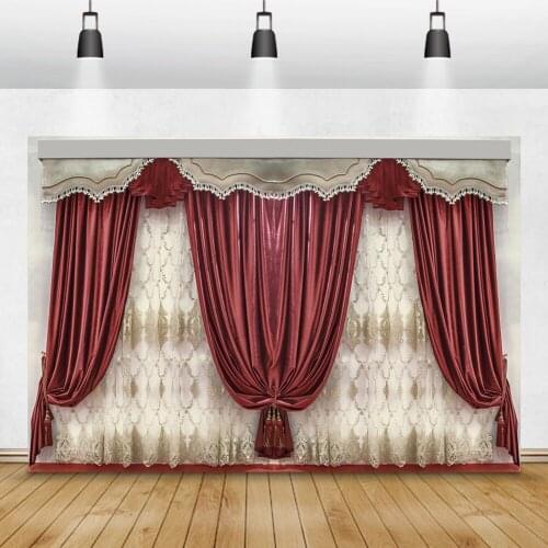 Laeacco Red Curtains Lace Bedroom Decoration Photography Backdrops Photo Backgrounds For Photo Studio Photocall Photozone Props