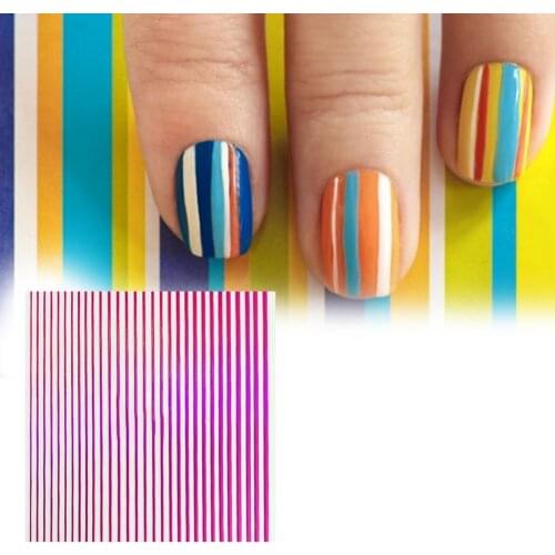 12 Pcs Nail Strip Fadeless 3D Paper Stripe Line Nail Wraps for Salon