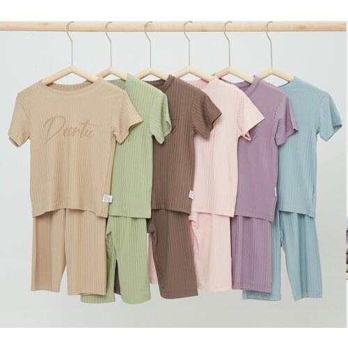 Summer New Fashion Pajamas Suits for Boys and Girls 6 Candy Color Design Sleepwears for Child Baby Toddler Clothes Sets Kids Pjs