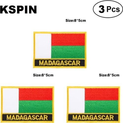 Madagascar Rectangular Shape Flag patches embroidered flag patches national flag patches for clothing DIY Decoration