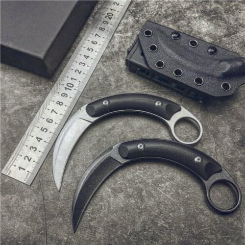 Gryan Store Karambit CS GO Military Knives 440C Blade G10 Handle Tactical Camping Survival Fixed Blade Knife Utility EDC Tools