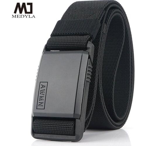 Fashion Nylon Belt Magnetic Buckle Adjustable Quick Unlock Belts For Men Military Combat Elastic Belts Quality Wear-resistant