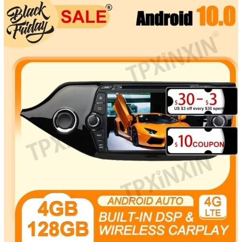 DSP Android 10.0 PX6 IPS Carplay 4G+128G For Kia Ceed 2012-2018 Multimedia Player Auto Radio Tape Recorder GPS Navi Head Unit