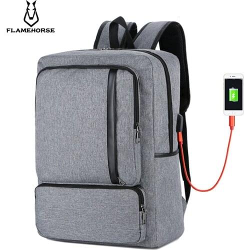Mens Fashion Premium Oxford Fabric External USB Charging Backpack Pro-Junior Travel Laptop Large-capacity Travel Schoolbag