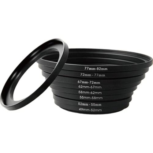 8 Pieces Metal Rings Lens Adapter Filter Set, Compatible with Digital SLR Camera
