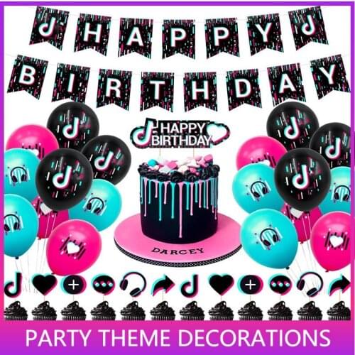 38 Pcs Music Note Party Theme Set Included Happy Birthday Banner, Balloons,Cupcake Toppers, Birthday Decor for Girls and Boys