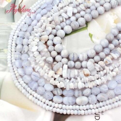 Natural Chalcedony Agates A Grade Genuine Freefrom Round Spacer Stone Beads For DIY Necklace Bracelats Jewelry Making Strand 15"