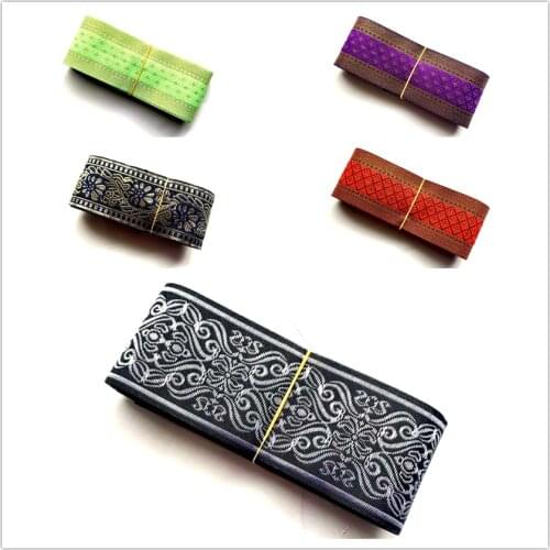 NEW 8yard/lot 5CM Black and white and color boho style Woven Jacquard Ribbon Pattern For Curtain Belt And Clothing Accessory