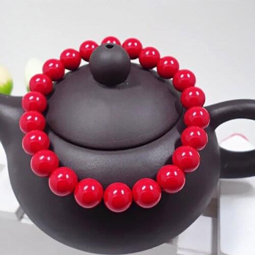 New Chinese Style Red Bracelet Crown Leaf Pendant Bracelet Female Cinnabar Red Crystal Beaded Hand Jewelry