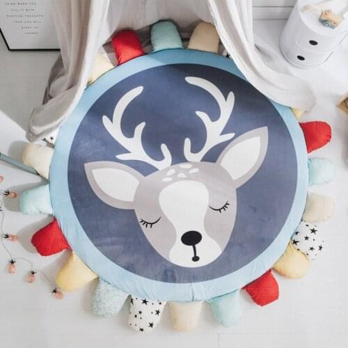 New Nordic cartoon thickened baby tatami living room bedroom round game carpet Baby crawling safety protection cute crawling mat