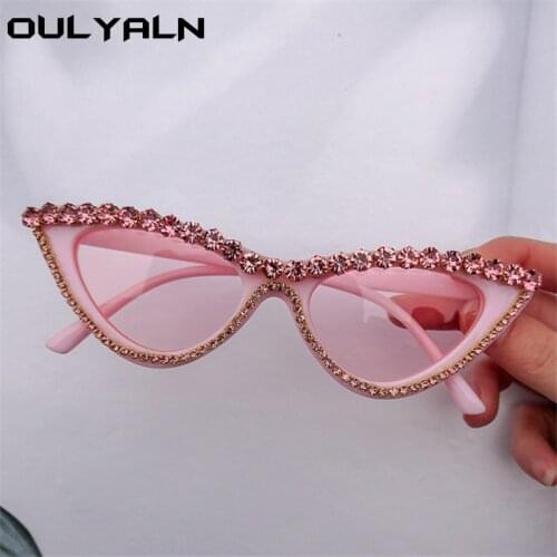 Oulylan Trendy Cat Eye Sunglasses Women Fashion Luxury Diamond Sun Glasses for Ladies Shades Triangle Vintage Eyewear UV400