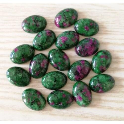 Wholesale fashion natural epidote stone beads charms 13x18mm oval CAB CABOCHON 50pcs for jewelry accessories Free shipping