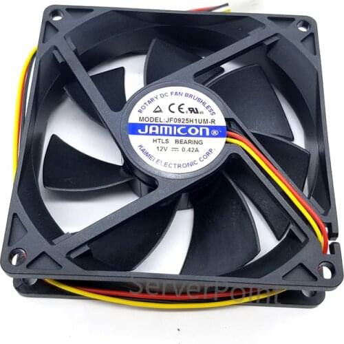 Original for Jamicon JF0925H1UM-R DC 12V 0.42A 3-Wire Server Square Fan 90x90x25mm
