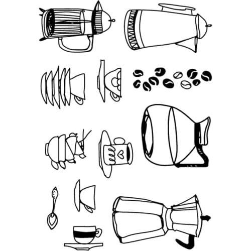 DIY Coffee Supplies Clear Coffee Bean,Coffee Cup,Coffee Pot Stamps For Scrapbooking Cardmaking Embellishments