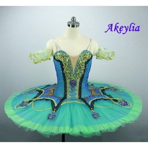 Professional Ballet Tutu Esmeralda Adult Girls Green Classical Ballet Costume Tutu Pancake Stage Ballet Attire Costume JN0036