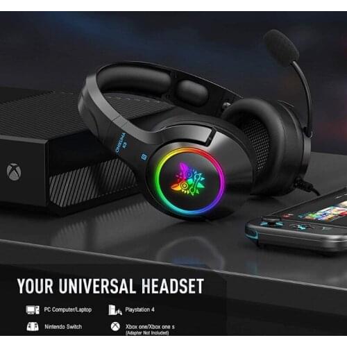 H7JA Professional Gaming Headsets Memory Foam Ear Pads Surround Sound Stereo Games and Music Soft Earmuffs Comfortable Wear