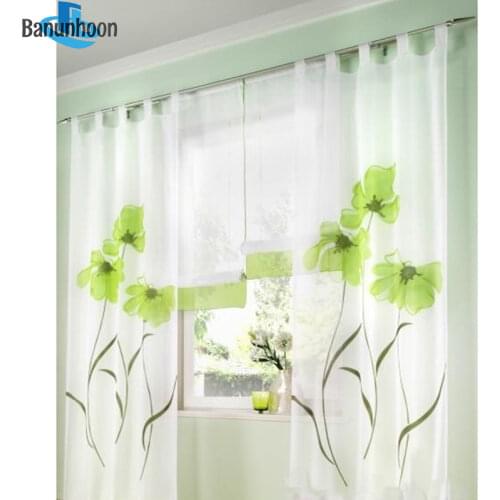 Hot Sale Window Screen Sheer Curtains For Printed Floral Screens Window Treatments Tulle For Bedroom Balcony Drape