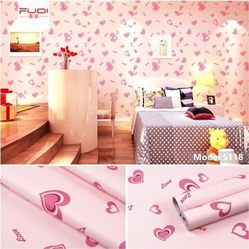 DIY PVC Girl heart room layout pink wallpaper self-adhesive bedroom girl warm college student dormitory wallpaper self-adhesive