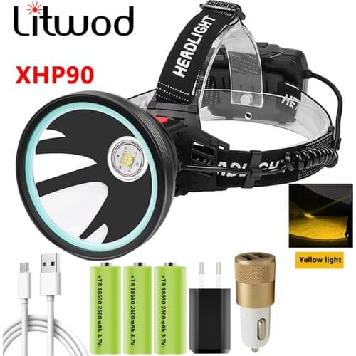 The Most Brightest Xhp90.2 Led Headlamp Fishing Head Lamp Flashlight Torch 32w Bulbs 3* 18650 Battery Power Bank Light Litwod