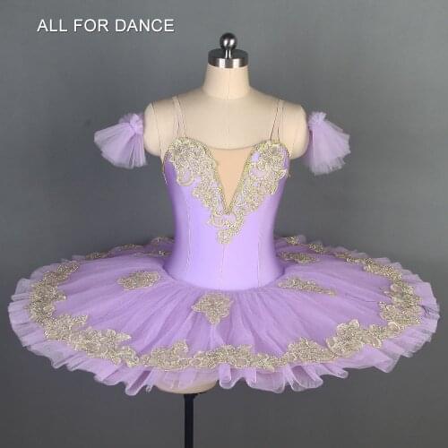 Lilac spandex top bodice with applique ballet tutu Pre-professional ballet dance costumes pancake tutu classical ballet tutu
