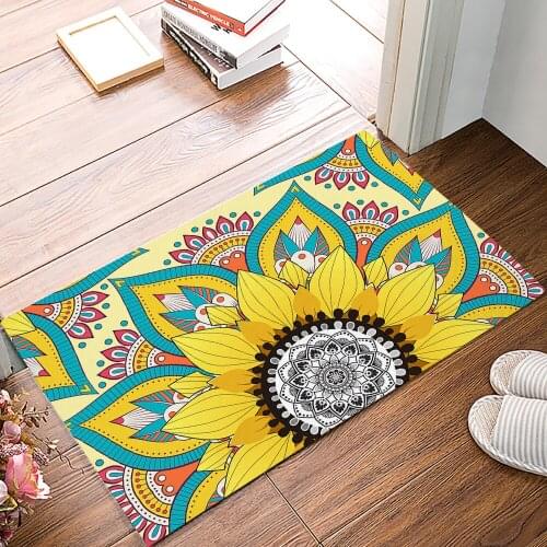 Modern Family Doormats Mandala Pattern Sunflower For Kitchen Bathroom Non-slip Mats Living Room Decoration Welcome Art Carpet
