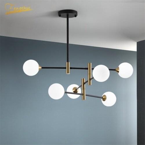 Modern LED Chandeliers Creative Minimalist Ceiling Chandelier Lighting Magic Beans Design Iron Black Art Hanging Light Fixtures