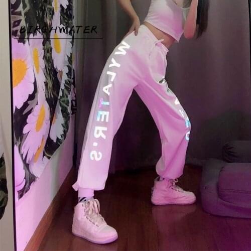 Techwear Reflective Sweatpants Women Harajuku Jogging Sports Pants Baggy Street Style Oversize Joggers Trousers Summer