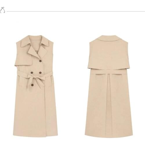 2020 Spring Autumn Sleeveless Jacket Long Vest Women Slim Vest Coat Waistcoat Office Lady Elegant Trench Coat Korean Style F208