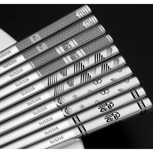 Japanese Chopstick Festival 316 Stainless Metal Food Sticks Fast Food Noodles Sushi Chopsticks Dishwasher Safe Tableware Bar