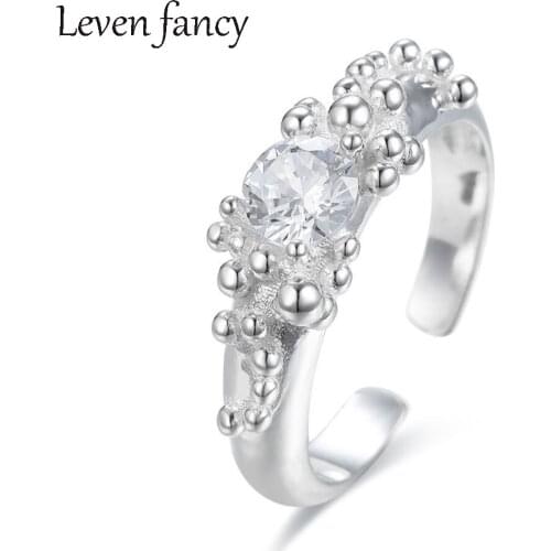 925 Sterling Silver Cubic Zirconia CZ Bubble Cocktail Fashion Hand Ring Irregular Women Band Engagement Bridesmaid Rings