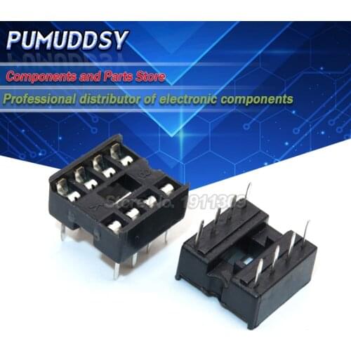 10PCS DIP-8 Square Hole 8 Pins 2.54MM DIP8 IC Sockets Adaptor Solder Type IC Connector
