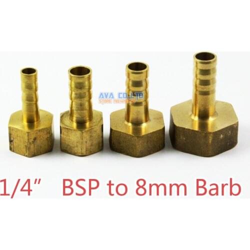 10 Pieces Brass Female 1/4" BSP to 8mm Barb Hose Tail Fitting Fuel Air Gas Water Hose Connector Coupler
