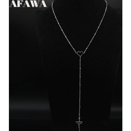 2021 Vintage Cross Jesus Stainless Steel Necklace Chain for Women Silver Color Necklace Jewelry cadenas mujer N19149
