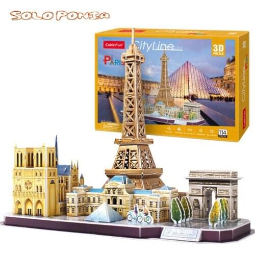 40 Cm City Line Carboard Building Model 3D Toys Puzzles Paris For Kids DIY World Famous Building Paper Jigsaw Puzzle Assembly