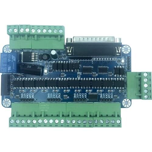 5-axis parallel port control card supports MACH3, KCAM4, EMC2, can be connected to DC 12V-36V power supply, and can share power