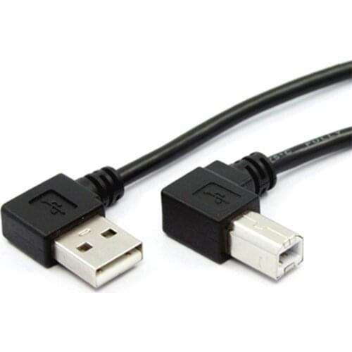 50cm 100cm 90 degree Left Angle USB 2.0 A Male to Right Angled USB B Male Scanner Printer Cable blakc color