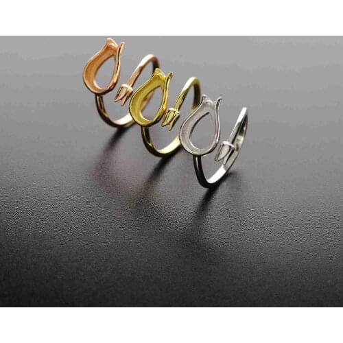 7x10MM Tulip Flower Solid 925 Sterling Silver Tear Cabochon Bezel Adjustable Ring Settings Rose Gold Plated DIY Findings 1294145