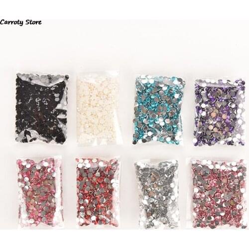 AACAR 1000PCS Nail Art Stickers Flatback Crystal AB 14 Facets Resin Round Rhinestone Tips Beads Makeup Nail Cosmetic Decoration