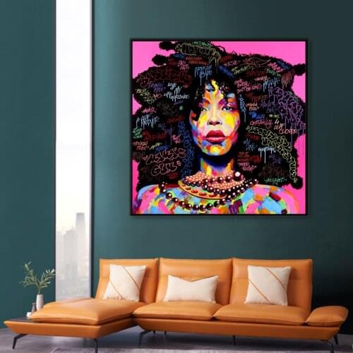 African Women Graffiti Art Canvas Painting Abstract Figure Posters and Prints Modern Wall Art Picture for Living Room Home Decor