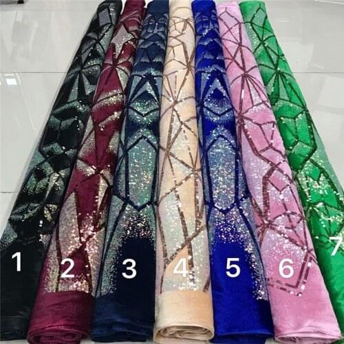African Lace Bronzing Fabric velvet High Quality Sequins Embroidery Nigerian Lace Fabrics For Women French Mesh Lace Fabric