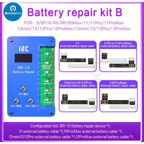 I2C BR-11 Battery Repair Artifact for iPhone 11 12 Pro Repair Pop Ups Widows Error Health Warnning Removing Cycle Times Modify