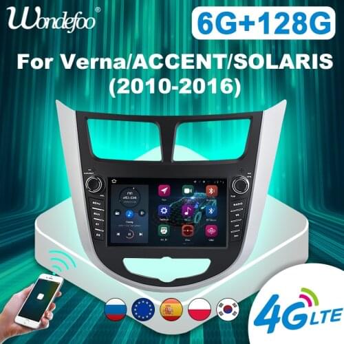 Carplay 2 din Android 10 Car radio For Hyundai Solaris Accent Verna 2010-2016 autoradio stereo Navigation GPS Multimedia screen
