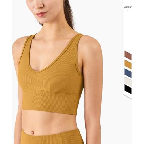 New sports bra rib yoga sports underwear vest fitness shock - proof running Yoga Tops Bra Solid Color gym Exercise Clothes