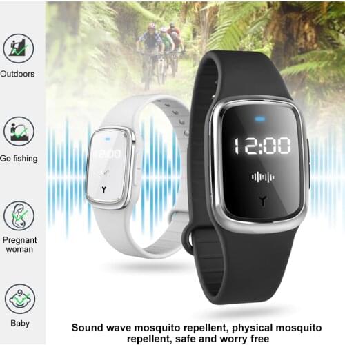 Newest Natural Ultrasonic Mosquito Repellent Watch Waterproof USB Rechargeable Watch Men Woman Anti-mosquito Watch out in door