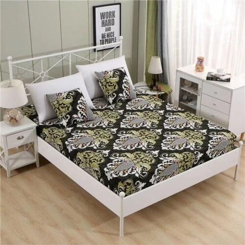 Europe style Elastic bed cover Thicken polyester cotton printing Bed mattress Dust cover Double 1.8x2.2m non-slip bed sheets