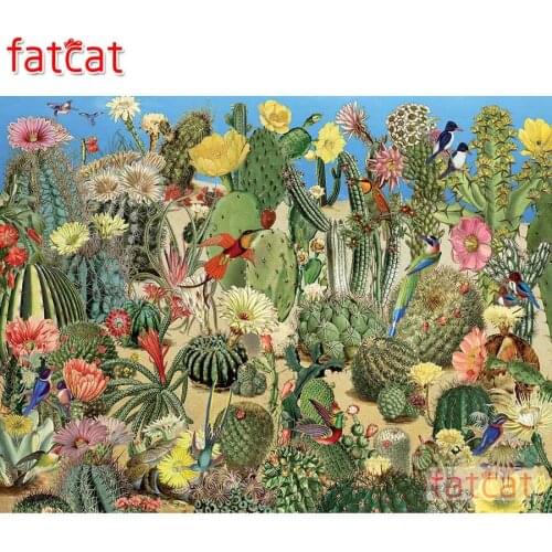 FATCAT Cactus Garden Scenery Diamond Painting Full Square Round Drill Diy 5D Diamond Embroidery Mosaic Needlework decor AE1821