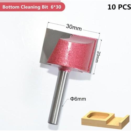 6mm*30mm-10pcsCNC Engraving Woodworking Milling Cutter,Tungsten Solid carbide End Mill,Cleaning Bottom engraving Router Bit